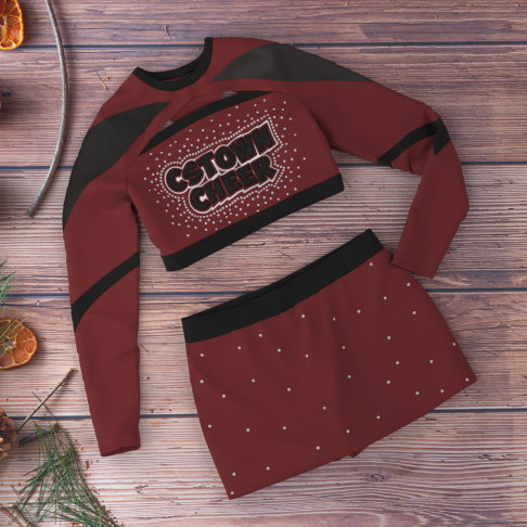 2ピースのブラックアダルトチアユニフォーム - CSTOWNCHEER